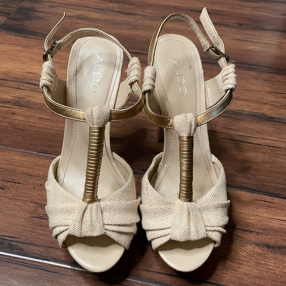 Aldo gold and cream heels size 37